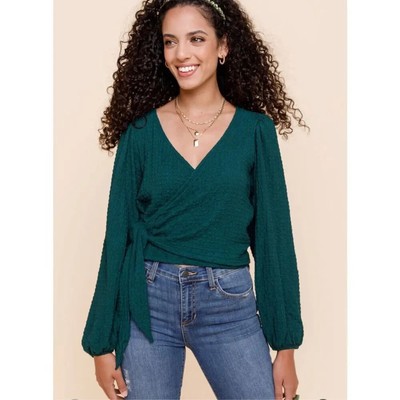 GB Fashion Francesca's Collections Women's Green Tanya Swiss Dot Top Size Small