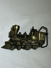 Vintage Train Locomotive 1978 Steam Engine Railroad Baron Belt Buckle Brass