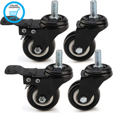 4Pcs Heavy Duty Castor Wheels Spiral Caster 50Mm Rubber PU