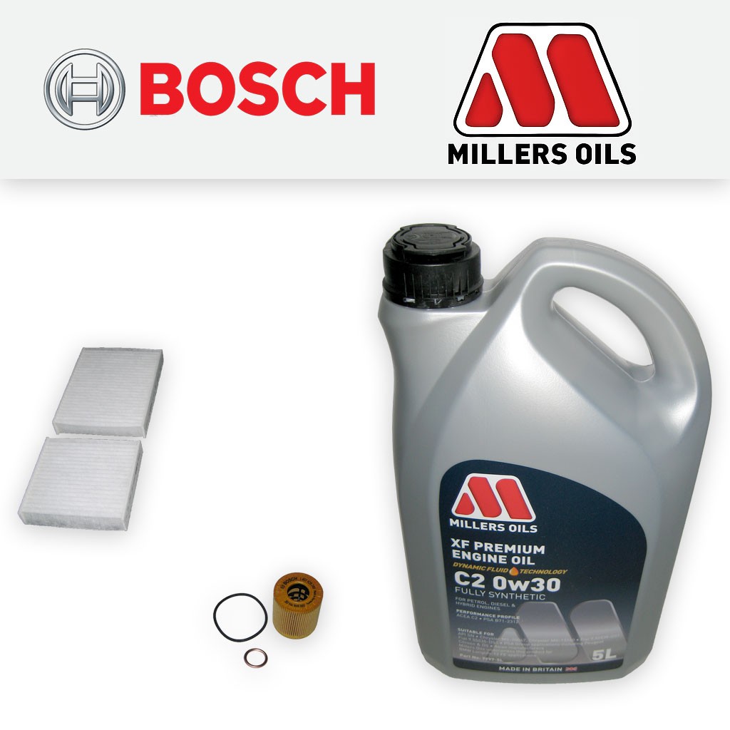 SERVICE KIT PEUGEOT 208 1.6 THP GTI OIL CABIN FILTERS +0w30 C2 OIL (2012-2019)