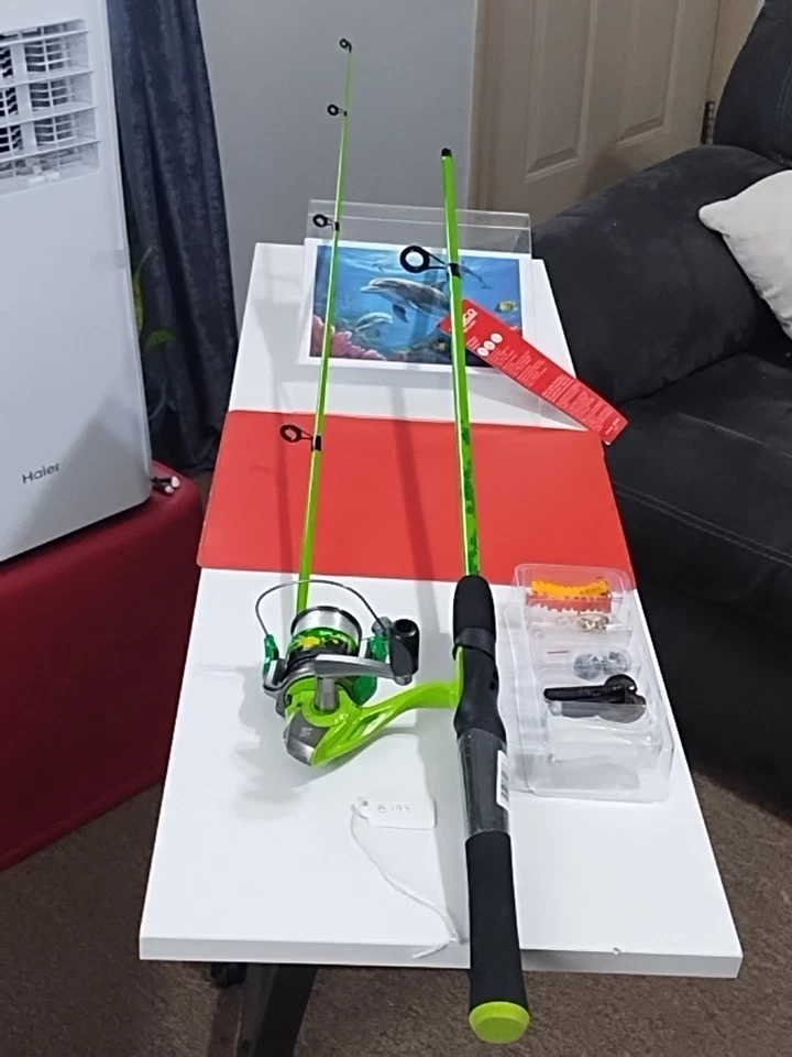 Zebco Splash GREEN Spinning Reel & Fishing Rod Combo 2 Bearing Drive,Metal Gears - Image 4 of 4