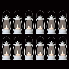 12 PCS 6 Inch White Mini Lanterns Flickering LED Wedding Centerpiece Decor