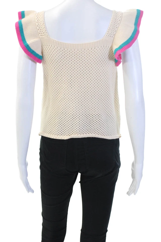 Camiseta sin mangas geométrica bohemia sin mangas THML para mujer cuello cuadrado multicolor talla L Foto 3 de 4