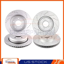 Brake Front And Rear Disc Rotors Drilled & Slotted For 03-11 Ford Crown Victoria