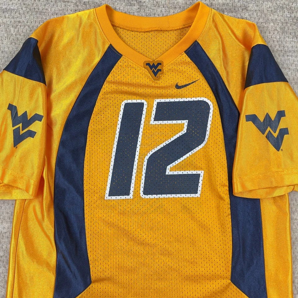 Camiseta deportiva vintage West Virginia Mountaineers juvenil mediana amarilla Nike Geno Smith Foto 3 de 4