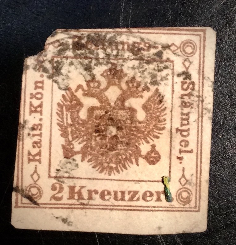 Austria Scott PR5 A Brown  2 Kreuzer Used.Fair Condition 