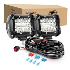 LED Light Bar 2PCS 60W 4 Inch Flood Spot Combo White 2PCS with Wiring Harness