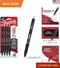 S-Gel Pens 0.7mm Medium Point   Black Ink, 4 Count for Smooth Writing Excellence