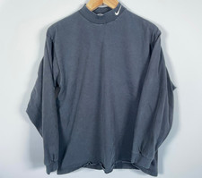 90s Nike Mock Neck T-Shirt Men's Large Black Long Sleeve White/Red Tag USA Made