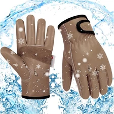 Mens Winter Leather Work Gloves Warm Lining