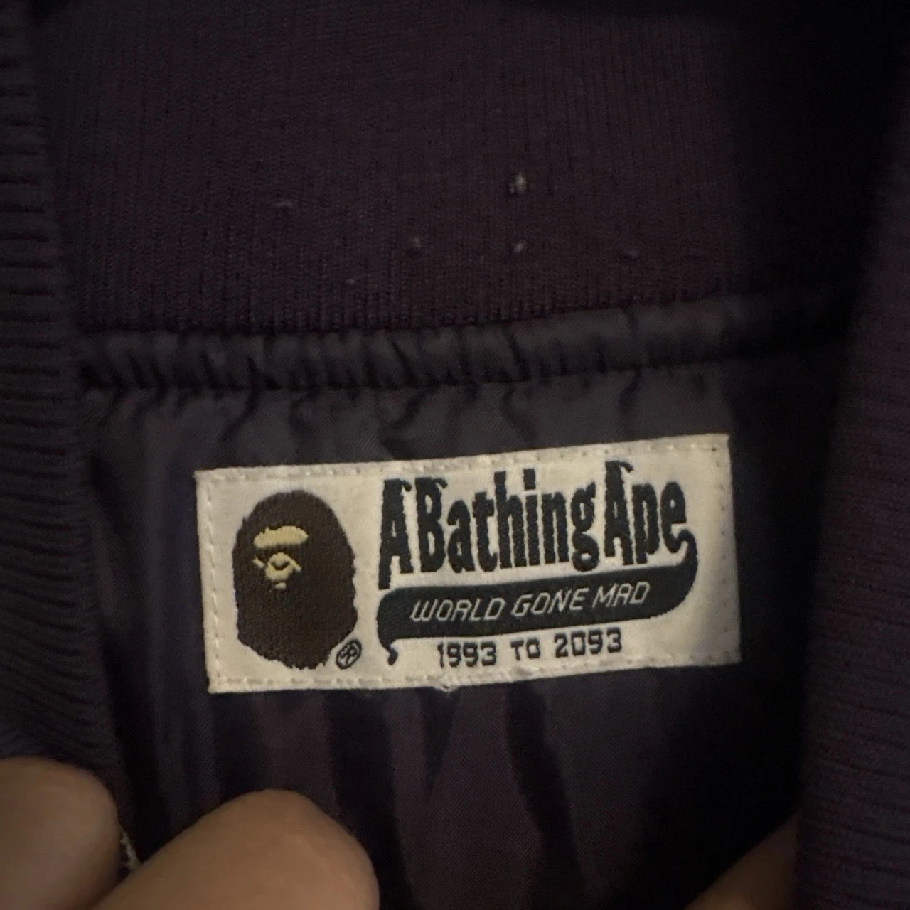 Authentic Bape Jacket Size L Varsity, Purple And White image 5