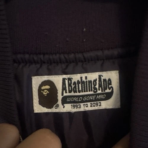Authentic Bape Jacket Size L Varsity, Purple And White image 5