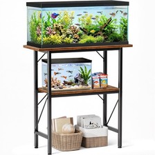 Fish Tank Stand with Storage Shelves 2-Tier Aquarium Stand with Metal Frame