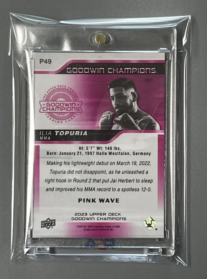 ILIA TOPURIA 🏆 UFC WORLD CHAMPION!!! “RARE” ✨ROOKIE✨ CARD (PINK REFRACTOR) - Image 2 of 2
