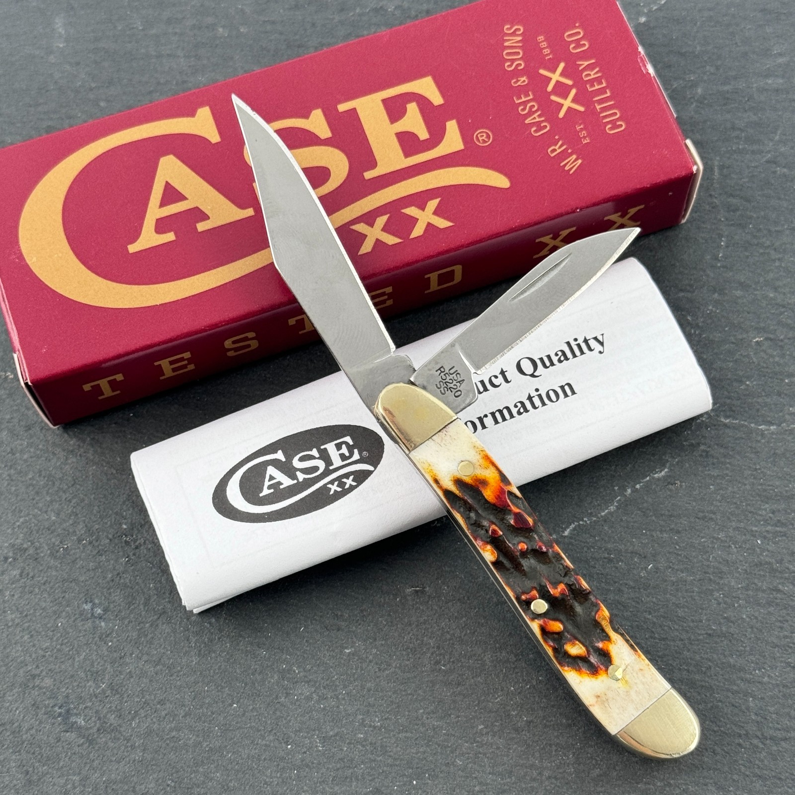 Case XX Peanut Genuine Red Deer Stag Pocket Knife Stainless Steel 09443