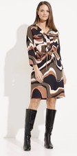 Joseph Ribkoff Women’s Brown/Black Belted Lined Shirt Dress Pockets Size 8 NWOT