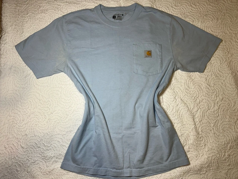 Camiseta Carhartt Bolsillo Moteado Azul Claro Calce Suelto Manga Corta Para Hombre Grande Foto 2 de 4