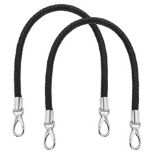 2Pcs 55cm 21.7" Braided Purse Strap Leather Black Silver White Buckle 