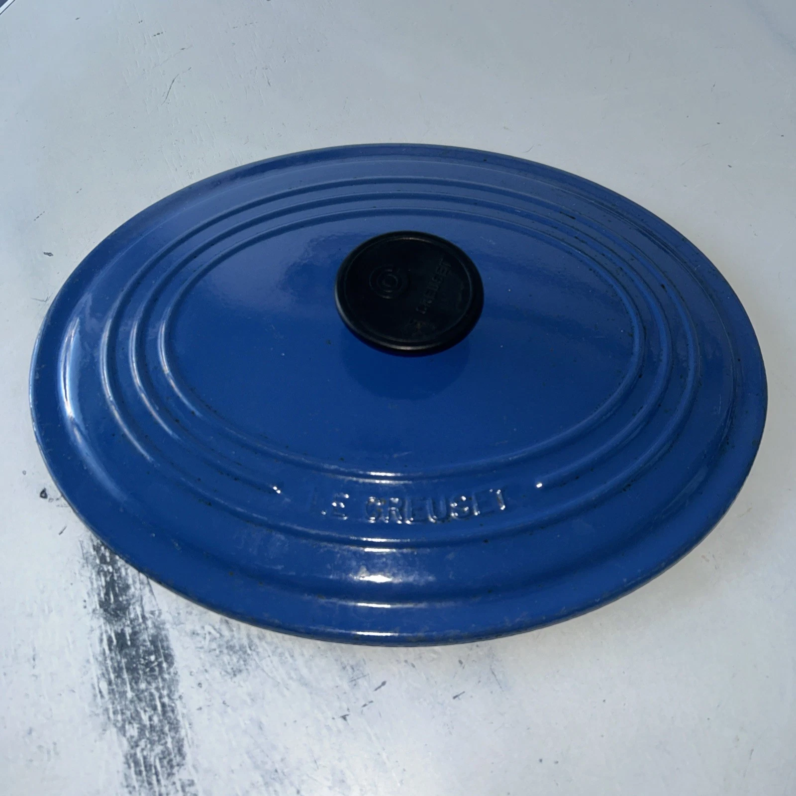 LE CREUSET Enamel Cast Iron Oval Blue Lid Only #29 for 5-Quart Dutch Oven France
