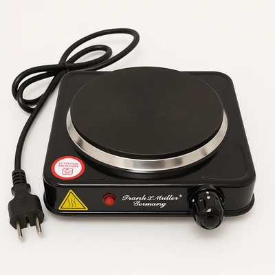 FRANK & MÜLLER GERMANY Frank & Müller Einzelkochplatte 1000W Ø15,5cm – mobil & kompakt schwarz