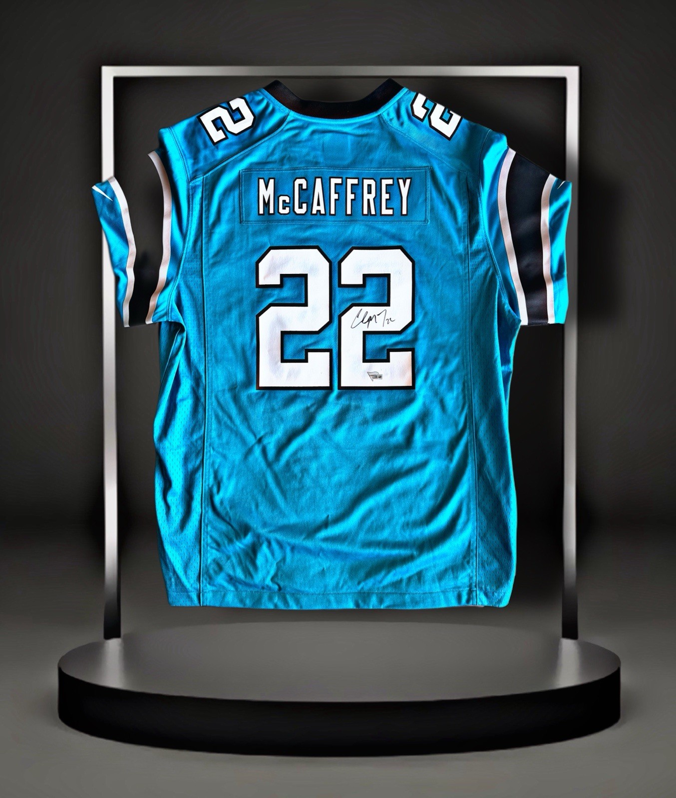 Christian McCaffrey Carolina Panthers Blue Signed Jersey Fanatics Certified 
