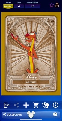 DIGITAL TOPPS DISNEY Mushu MINT 25 LEGENDARY L/E GOLD FOIL /50 Read