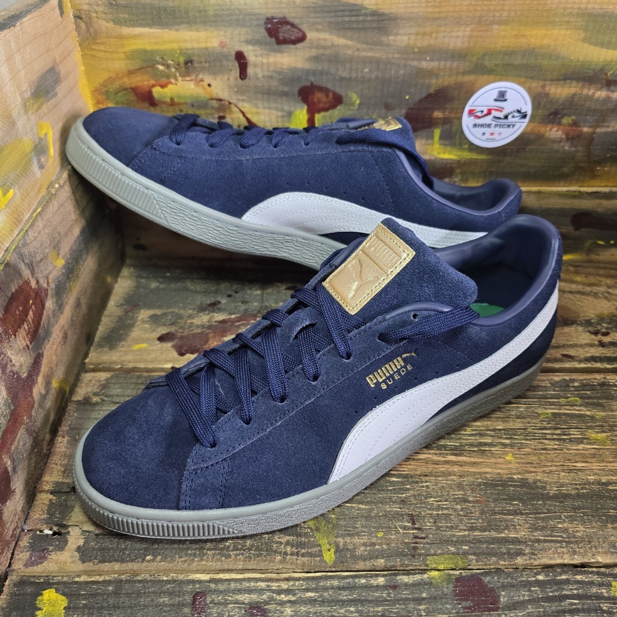 Size 11 Men PUMA Suede Classic Pastime - Peacoat Blue/Gray 387060-03 used