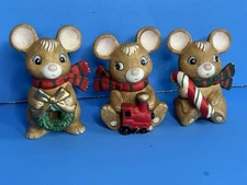 Christmas Mice HomCo Home Interiors Mouse Family Wreath Candy Cane Train Vtg