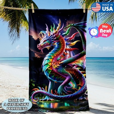 Dragon Extra Large Beach Towel Oversize Bath Towel For Pool Swim 30x60 35x70