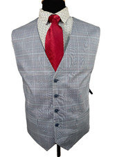 125 New TOMMY HILFIGER Mens Blue SLIM FIT Dress Suit Vest Waistcoat SIZE XL