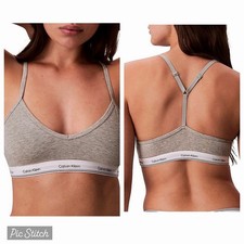 NWT Women's Calvin Klein Cotton Modal Balance Lightly Lined Bralette Gray S 36
