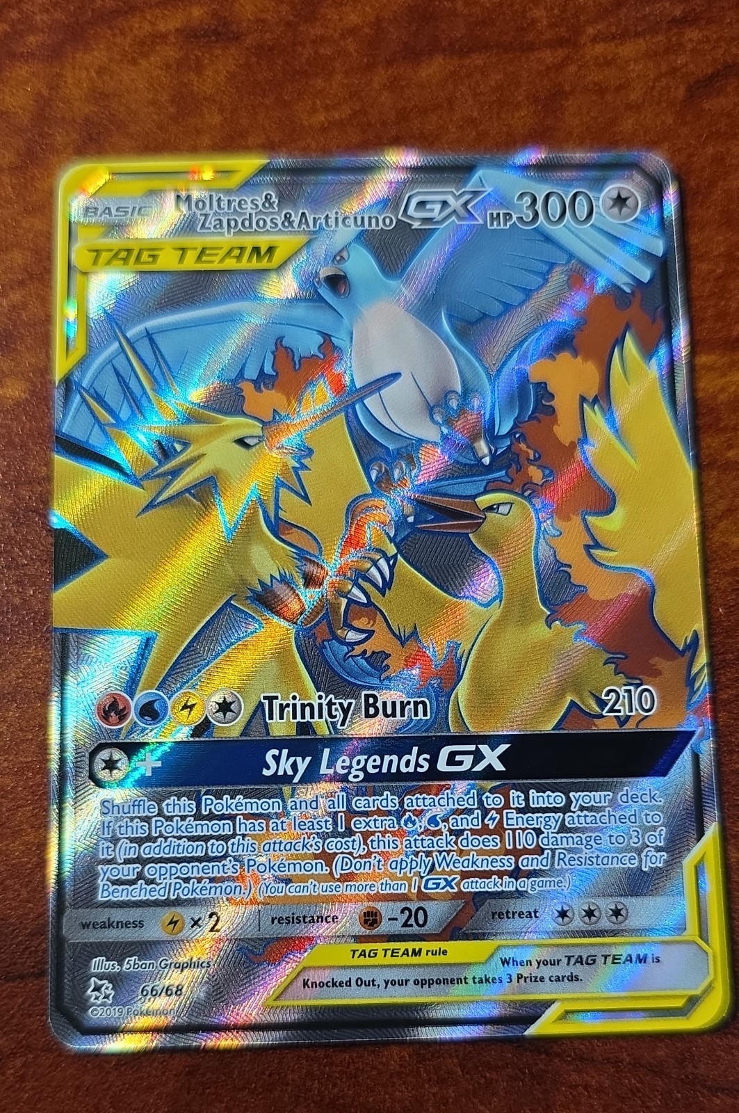 Moltres & Zapdos & Articuno GX 66/68 Hidden Fates Holo Tag Team pokemon TCG