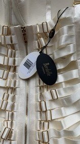 Bordelle Cream Satin Bodycon Dress LL 24k Gold Hardware Adjustable Straps
