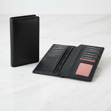 Full Grain Napa Leather RFID Blocking Long Bifold Checkbook Credit Card Wallet