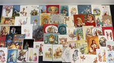 Vintage Christmas Cards Fronts ONLY Kids Children Scrapbooking Crafts Lot of 50