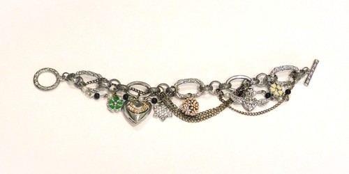 Vintage Juicy Couture Silver Plated Multi Chain and Charm Bracelet