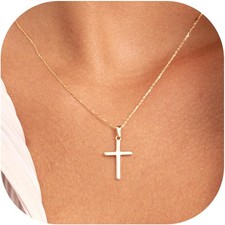 Gold Cross Necklace for Women Girls Trendy - 14K Gold Plated Layered Cros