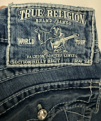 True Religion WT Billy Big T Men's 36x33 Denim Blue Jeans Bootcut