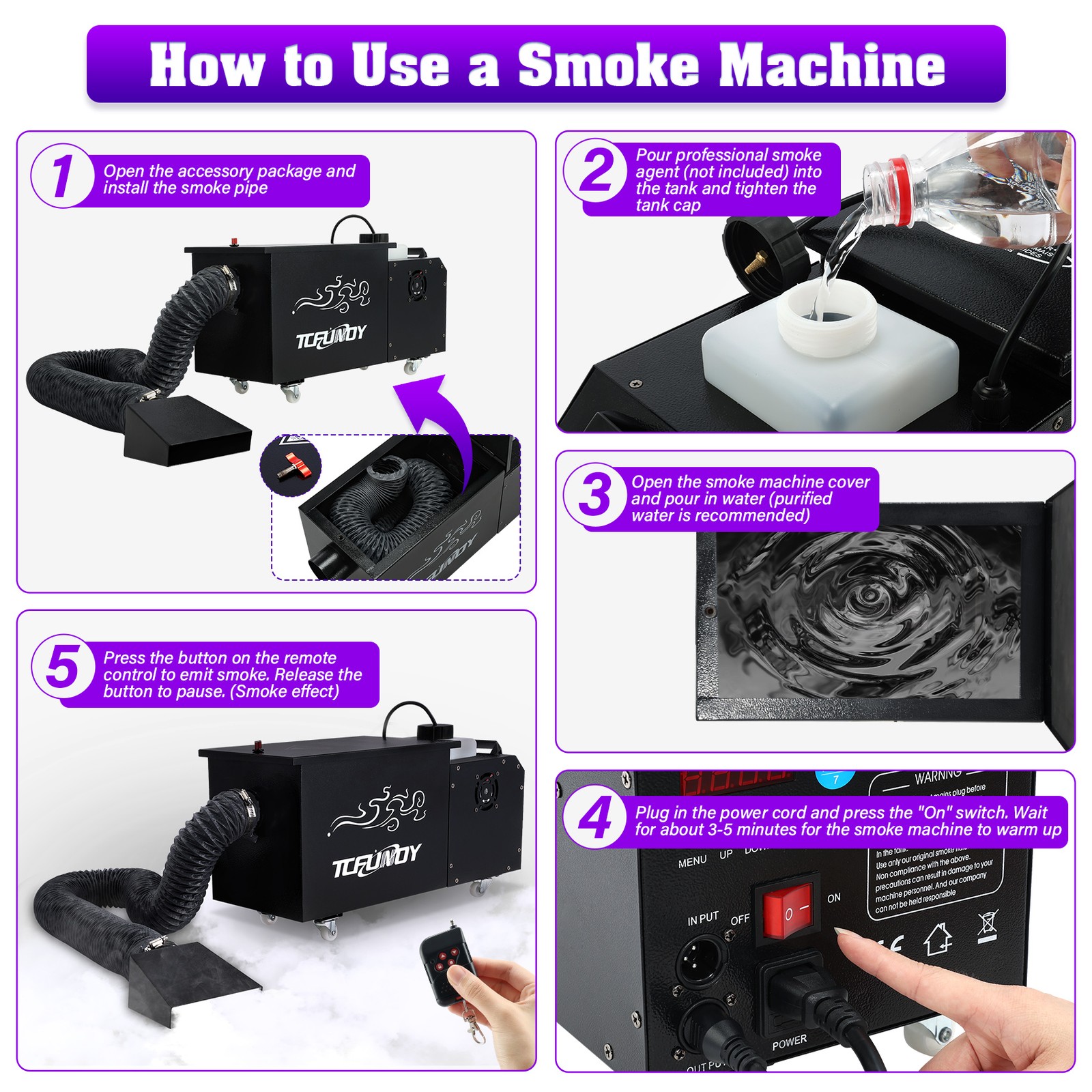 1500W Low Lying Water Mist Machine Halloween Stage Ground Fogger With DMX Remote