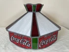 Vintage BUVEZ Coca-Cola Stained Glass  Hanging Lamp Shade 1982 French Coke