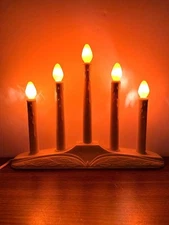 Vintage 5 Light Electric Candelabra Candoliers Orange & Clear Bulbs Christmas