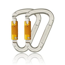 Auto Locking Climbing Carabiner Clips 2Pack 25KN Heavy Duty Asymmetrical Cara...