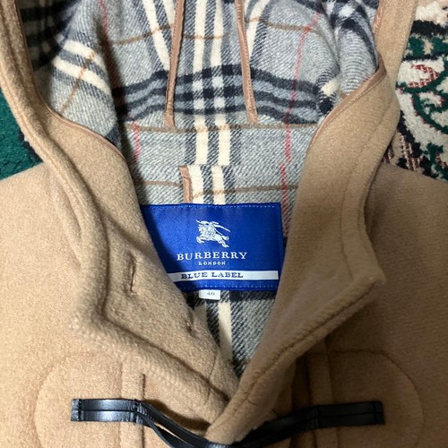 BURBERRY Hooded Long Duffle Coat Jacket Blouson Women Size 40 Camel Nova Plaid  - Afbeelding 20 van 20