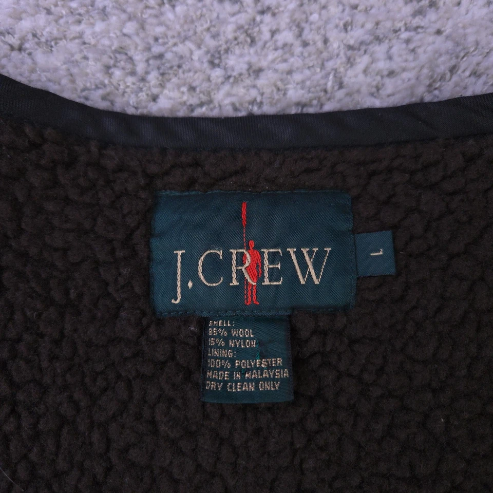 Vintage J Crew Oarsman Vest Mens Large Plaid Wool Blend Sherpa Lined Jacket GUC - Image 4 of 4