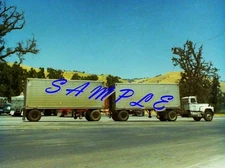 8X10 color semi-truck photo  - Mack R doubles - Grapevine brake check