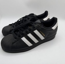 Tenis Adidas Superstar para hombre talla 8,5 rayas negras/blancas puntera clásica concha
