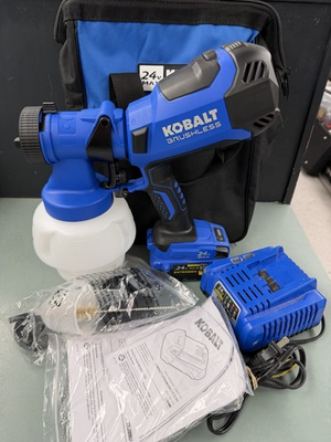 #ad KOBALT 24V Battery Handheld HVLP Paint Sprayer w Battery Charger Bag $169.95