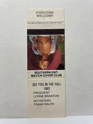 Southern Ont. Match Cover Club Canada 1983 Pinup Mädchen Matchbook Cover