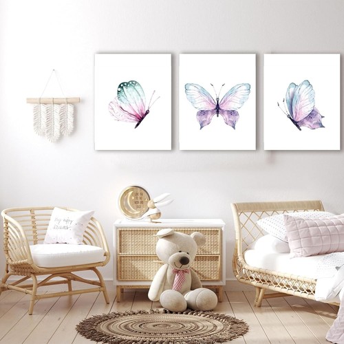 Butterfly Wall Art Prints,Poster with Purple Butterfly,Butterfly Wall colorful - Picture 5 of 7