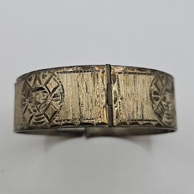 Vintage VJD Guadalajara Mexico SS Etched Aztec Design Panel Braclet [065WEB]